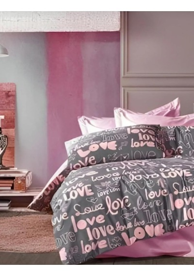 Lexroo Denizli Çeyiz Tek Kişilik Çocuk Nevresim Takımı Love Pembe