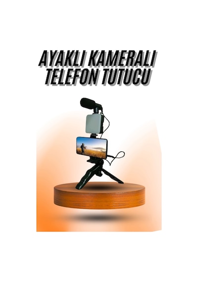 Telefon - 921 - Tutucu Mini Mikrofonlu Tripod Vlog - Kmrsfres - Çekim Video Çok Renkli