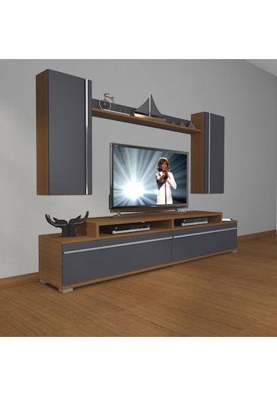 Decoraktiv Ekoflex 7 Mdf Tv Ünitesi Tv Sehpası Ceviz - Antrasit