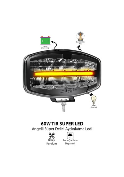 Tır Kamyon 10 İnç Led Sis Farı Delici Aydınlatma Led 12v-24v Beyaz Led Aydınlatma Sarı Gündüz Led