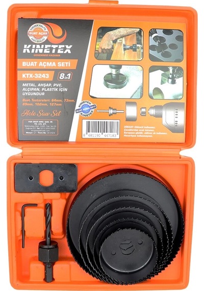 8in1 Buat Açma Panç Seti Metal - Ahşap - Pvc - Alçıpan - Pls. 64-73-89-102-127mm Ktx-3243 Crchmgo
