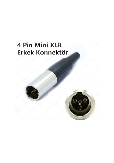 4 Pin Mini XLR Erkek Lehim Tipi Konnektör