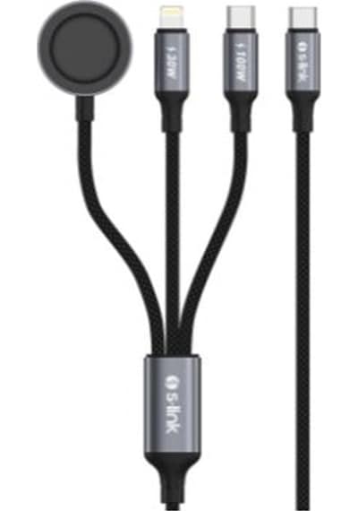 S-link Armor Clw-01 100w 1.2m Type-c To Type-c Lightning Siyah Hızlı Şarj Kablosu