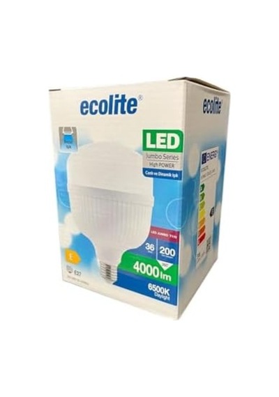 Jumbo Led Ampul 36w 200w Eşdeğer - E27 Duy, 6500k Beyaz Işık, 4000 Lümen, Enerji Tasarruflu Led Lamba, 166x115mm, Ac 220v