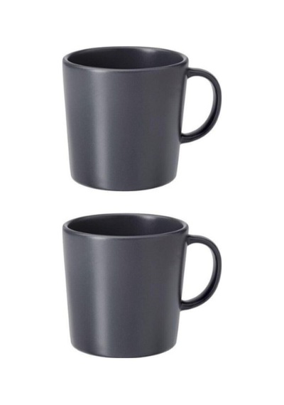 2 Adet Kupa Yükseklik: 9 Cm Çay Kahve Fincanı Kupa Set Gri Renk Fincan 300 Ml Stoneware Gri - 917464539 Gri
