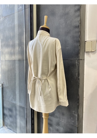 Pera Moda Çok Yönlü Bağlanabilir Oversize Gömlek Taş