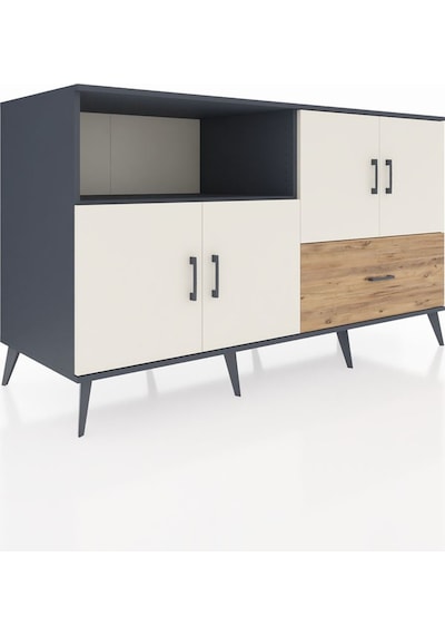 Kronos Konsol 4 Raflı Tek Çekmeceli 4 Kapaklı 176x59x99 Antrasit- Antrasit-aytaşı/çam Kronos Konsol 4 Raflı Tek Çekmeceli 4 Kapaklı 176x59x99 Antrasit- Antrasit-aytaşı/çam