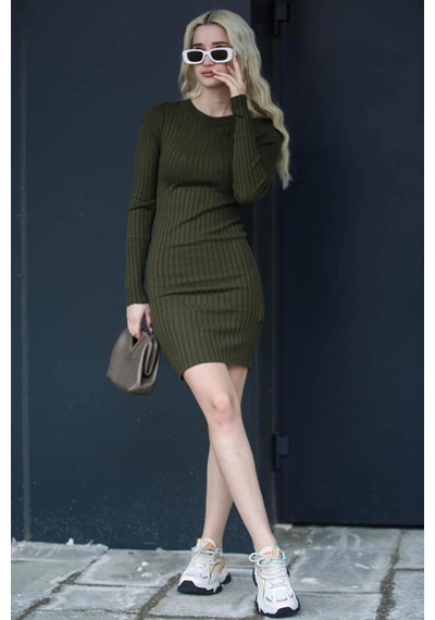 Madmext Haki Bodycon Fitilli Mini Elbise Mg1710-haki