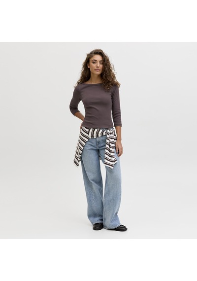 Jack & Jones Kadin Kayik Yaka Strech Fit Tisort - Fifi - 12272119 Çok Renkli