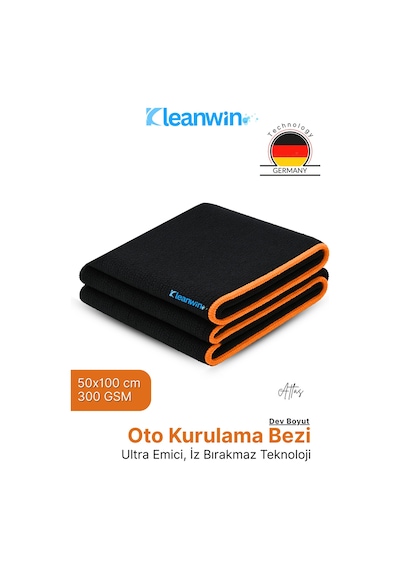 Atlas 50x100cm Premium Mikrofiber Araba Kurulama Bezi Maxi Boy Ultra Emici Oto Kurulama Havlusu