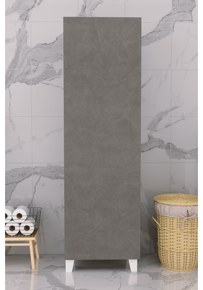 Çok Amaçlı Kapaklı Banyo Dolabı - Yüksek Raflı, Dar Alanlara Uyumlu Depolama Dolabı - Kil Grisi - 54cm Çok Amaçlı Kapaklı Banyo Dolabı - Yüksek Raflı, Dar Alanlara Uyumlu Depolama Dolabı - Kil Grisi - 54cm