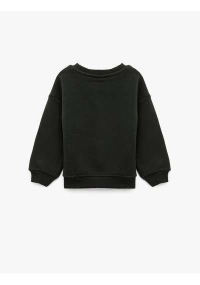 Koton Uzun Kollu Bisiklet Yaka Baskılı Sweatshirt Antrasit 6wmb10266tk Antrasit