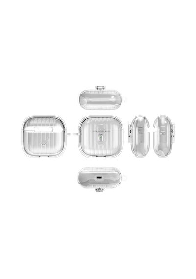 Apple Uyumlu AirPods 4. Nesil Kılıf Kilit Line Çizgi Dizayn Şeffaf Silikon Kılıf 40 Renksiz
