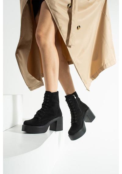 Dabab Shoes Melvıan Kadın Siyah Lüks Süet Bağcıklı Fermuarlı İçi Kürklü 8 Cm Kalın Topuklu 3 Cm Platform Bot Bootie Siyah Süet Dabab Shoes Melvıan Kadın Siyah Lüks Süet Bağcıklı Fermuarlı İçi Kürklü 8 Cm Kalın Topuklu 3 Cm Platform Bot Bootie Siyah Süet