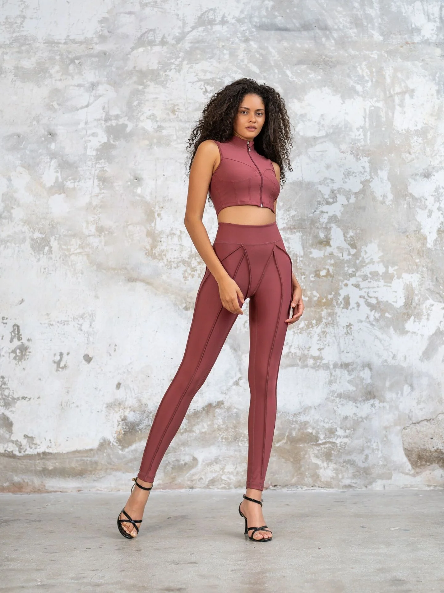 Lismina Dikişle Modellenmiş Spor Tayt Rose