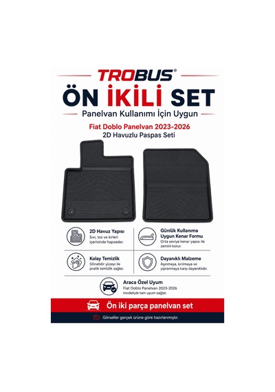 Trobus Fiat Doblo 2023-2026 Panelvan 2d Havuzlu Paspas 2 Parça Ön Takım