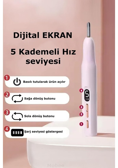 Yeni Nesil 9 Parça Şarjlı Tırnak Freze Seti Usb Şarjlı Törpü Seti Uv Led Lamba Profesyonel Manikür Seti Pro