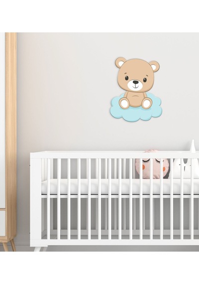 BK Gift Sevimli Ayıcık Tasarımlı Çocuk Odası Ahşap Duvar Süsü-4