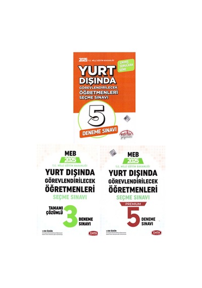 2025 Data Editör Meb Yurt Dışı Öğretmenlik Sınavı 3 Lü Deneme Sınavı Seti