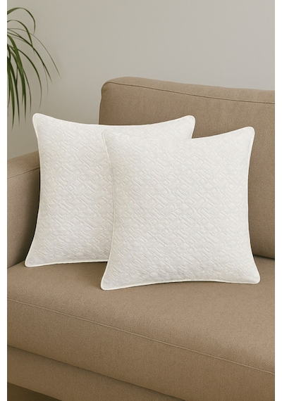 Kırlent Kılıfı Jakarlı Dekoratif 2 Li 45x45 Cm Koltuk Kırlent Kılıfı Krem