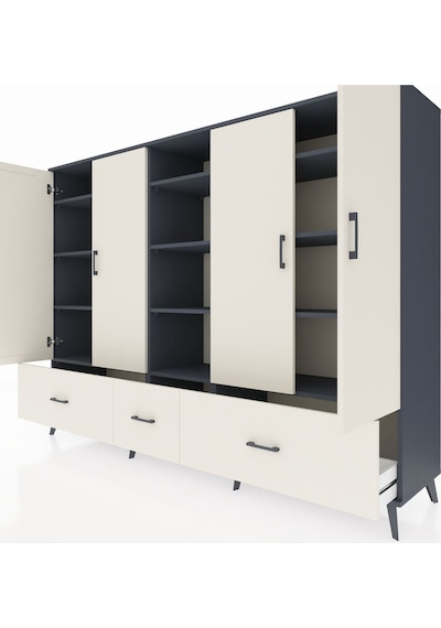 Hyperion Dolap 12 Raflı 3 Çekmeceli 4 Kapaklı 220x44x163 Antrasit Antrasit-aytaşı Hyperion Dolap 12 Raflı 3 Çekmeceli 4 Kapaklı 220x44x163 Antrasit Antrasit-aytaşı