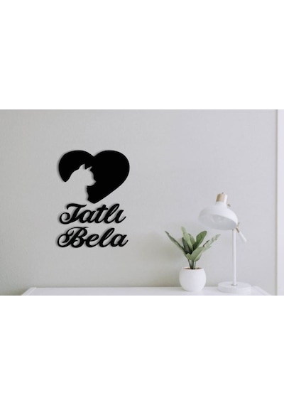 Tatlı Bela Kalp Kedi-duvar Yazısı