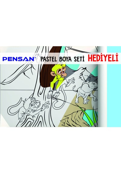 30x120 Boyama Rulosu Yaman Safaride + Pensan 12'li Pastel Boya Kalemi