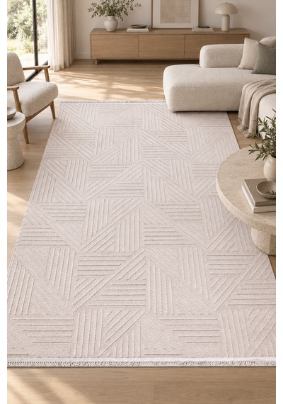Zafır Vizon Modern Salon Oturma Odası Halısı Özel Ölçü Robot Süpürge Uyumlu Kolay Temizlenir Polyester Sisal Dokulu
