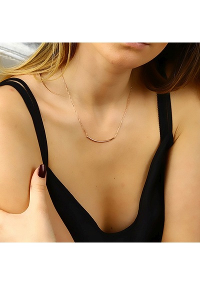 Kuyumcudukkani Zincirli"6cm Çubuk"modeli Kolye-37082-g Gold