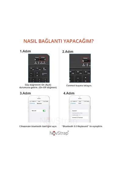 Novstrap Bluetooth Klavye Mouse Seti Türkçe Q Karakterli Tüm Tablet Ve Telefonlar İle Uyumlu Yeşil Açık