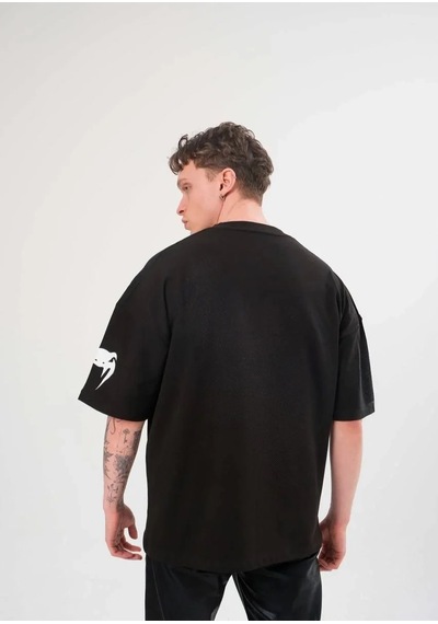 Erkek Kısa Kol Tişört Göğüs Ve Kol Bisiklet Yaka Baskılı T-shirt - Siyah