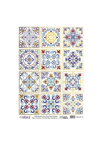 Cadence Desenli Altın Varak Pirinç Dekoapaj Kağıdı - Model 051