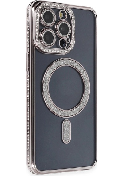 Apple  Uyumlu  iPhone 14 Pro Kılıf Joke Simli Magneticsafe Kılıf Gri