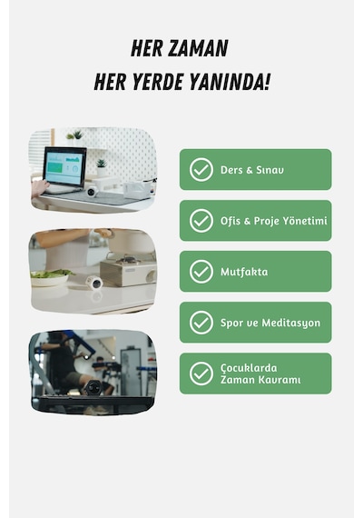 GWORKE Gt-2 Hexagon Zamanlayıcı, Flip Timer, Öğrenci Ders Çalışma Saati, Sınav Kronometresi, Mutfak - Beyaz