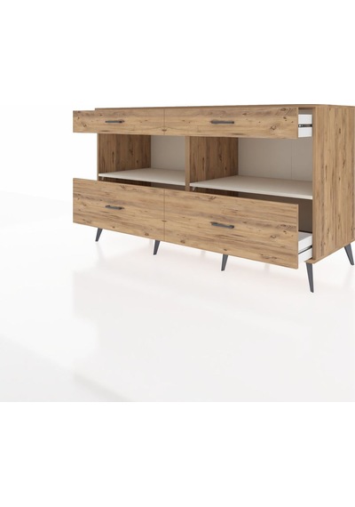 Kronos Konsol 2 Raflı 4 Çekmeceli 176x59x99 Çam-aytaşı/çam Çam-aytaşı/çam