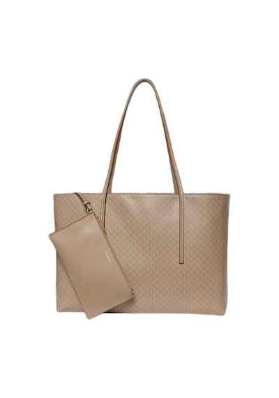 Calvin Klein Lv04f3266g Emblem Aop Kadın Omuz Çanta Bej