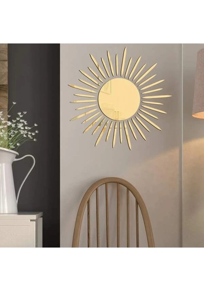 Güneş002 Model Duvar Dekorasyon Süs Gold Renk 50 X 50 Cm