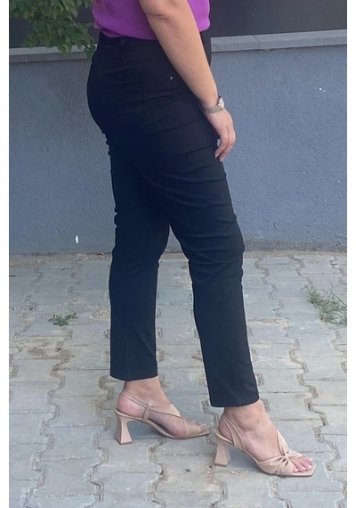 Mia Butik Kadın Siyah Boru Paça Pantolon Siyah