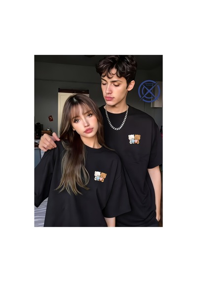 Nevermınd Sevgili Kombini Tişört 2 Li Set Ayıcık Baskılı Unisex Çift Tişört %100 Pamuk Siyah Siyah Nevermınd Sevgili Kombini Tişört 2 Li Set Ayıcık Baskılı Unisex Çift Tişört %100 Pamuk Siyah Siyah
