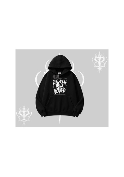 Tarzsokak Kapşonlu Sweatshirt Death Road Memento Mori Street Manifest Siyah