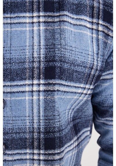Tudors Erkek Slim Fit Dar Kesim Kareli Kışlık Oduncu Gömlek-42377 Mavi