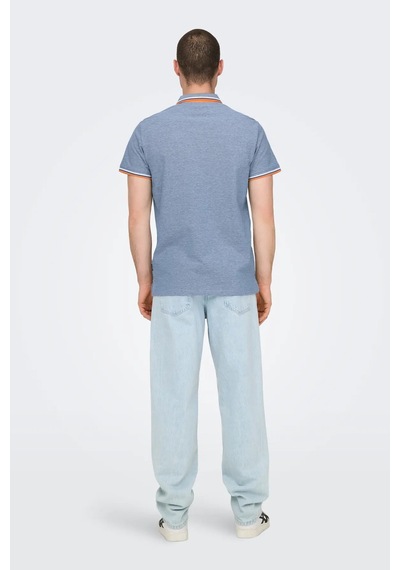 Only & Sons Erkek Onsfletcher Polo Yaka %100 Pamuk T-shirt 22024827 Mavi Mavi