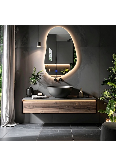 Nelyos Günışığı Lazer Kumlamalı Lavabo & Banyo Aynası Dokunmatik Sensörlü 70 X 45