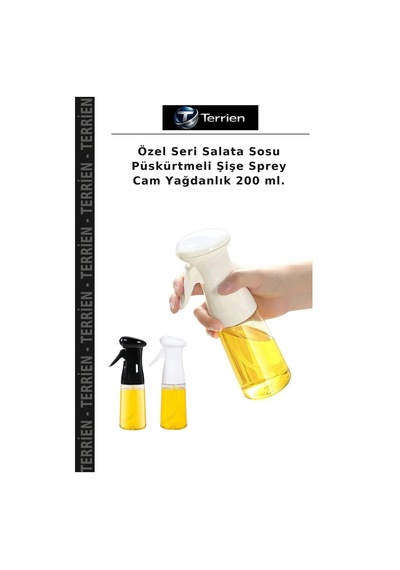 Özel Seri Salata Sosu Püskürtmeli Şişe Sprey Cam Yağdanlık 200 Ml. Çok Renkli