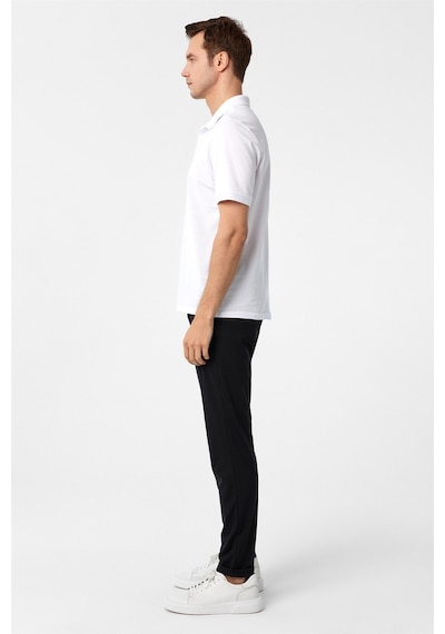 Süvari Beyaz Regular Düz Polo Yaka Tişört-37396 Beyaz