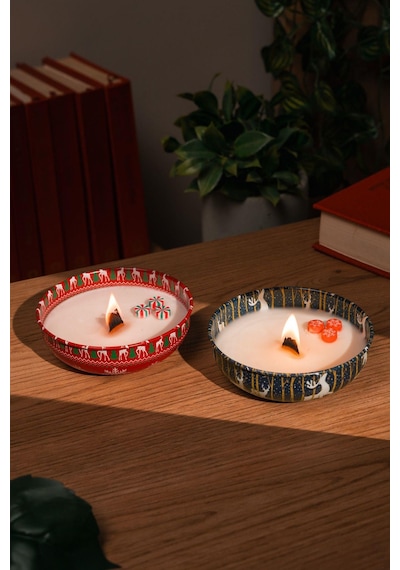 El Yapımı Yılbaşı Temalı %100 Soya Wax Mumu-3213