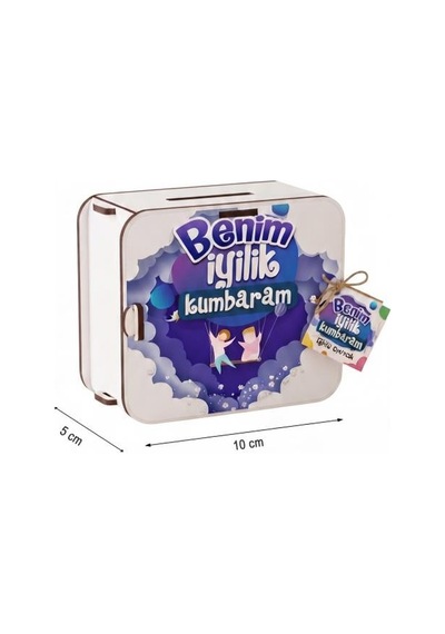 Benim Ahşap İyilik Kumbaram Eğitici Dekoratif Demonte Çocuk Kumbarası