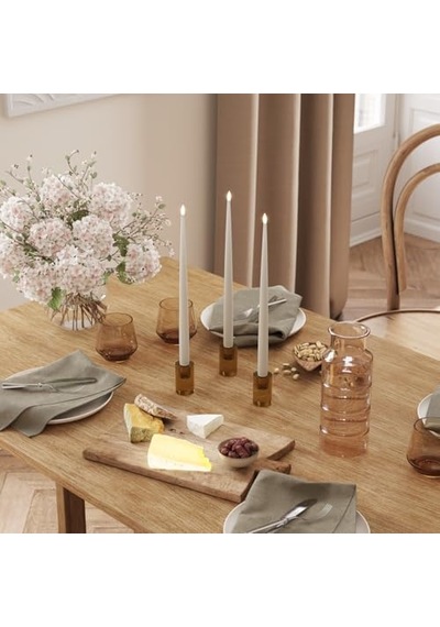 İç Mekan Alevsiz Led Yemek Mumu - 2'li Set - Gerçek Alevli Teknolojisi - Pille Çalışan Mum 38 Cm, Kum Diğer