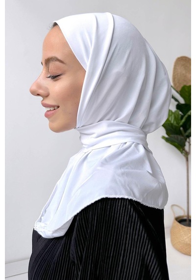 Kahijab Çıtçıtlı Bone - Beyaz - Standart Beyaz