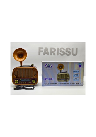 Retro Gramofon Görünümlü Bluetooth'lu Fm/am/sw 3 Bant Radyo Ve Müzik Çalar Everton Rt-738
